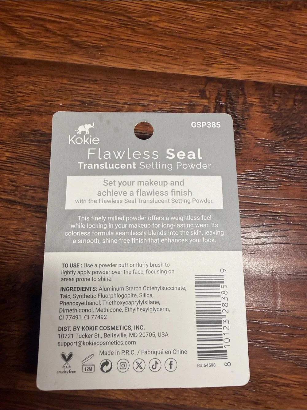 Kokie Flawless Seal Translucent Setting Powder - light pink in color GSP385 new
